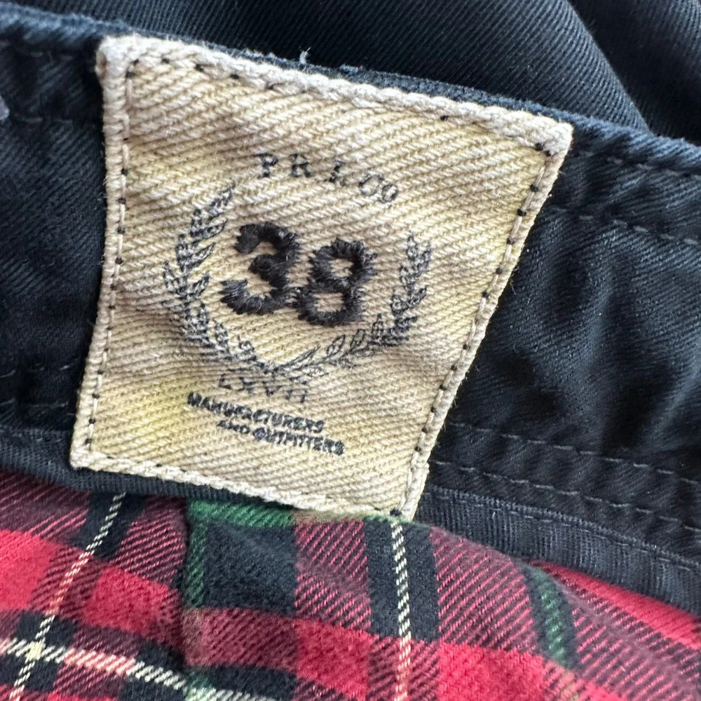 VTG Polo Ralph Lauren 381 Blecker Black Cargo Workpants‎ Flannel-lined Hem Sz 38